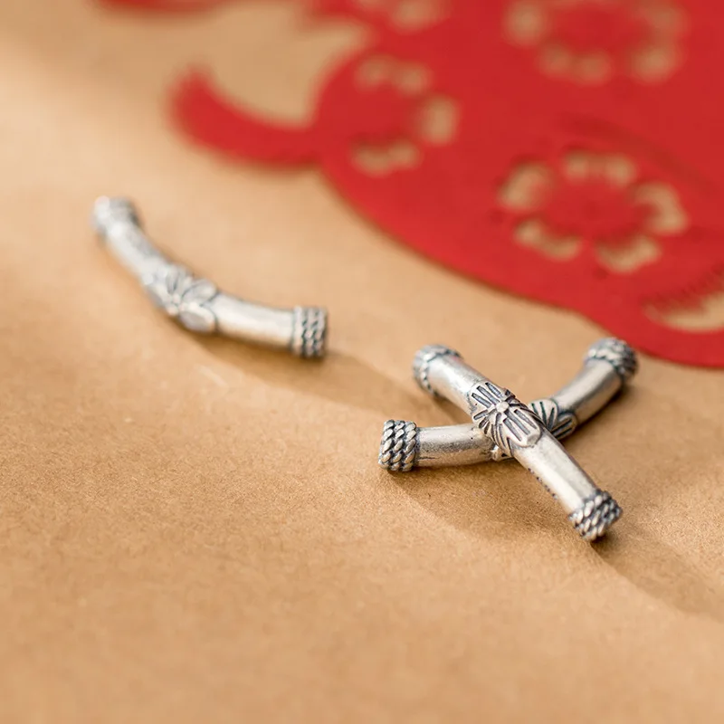 MEETSOFT 100% Серебряный Рельефный цветок сливы резной узор из бисера винтажный