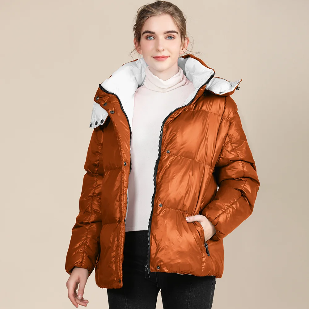 

New European and American Bright Noodles loose Oversize women's Cotton autumn WinterWomen's Bread Coat