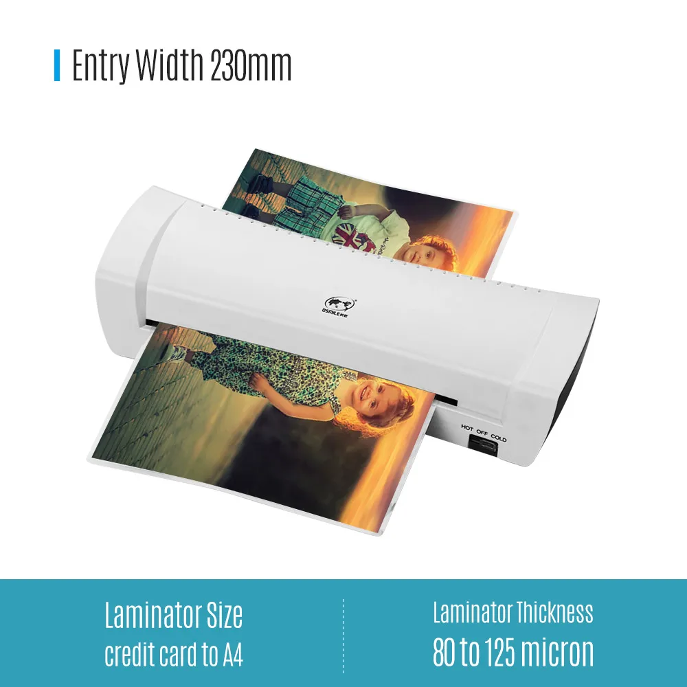 

OSMILE SL200 Laminator Machine Hot and Cold Laminating Machine Two Rollers A4 Size for Document Photo Picture Credit Card