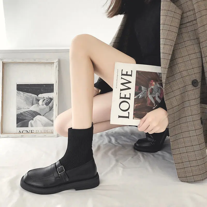 

2021 Autumn Winter Small Short Boots Women's Thin and Thin Socks Boots Women's Thin Socks Martin Knitted Elastic Stockings Boots