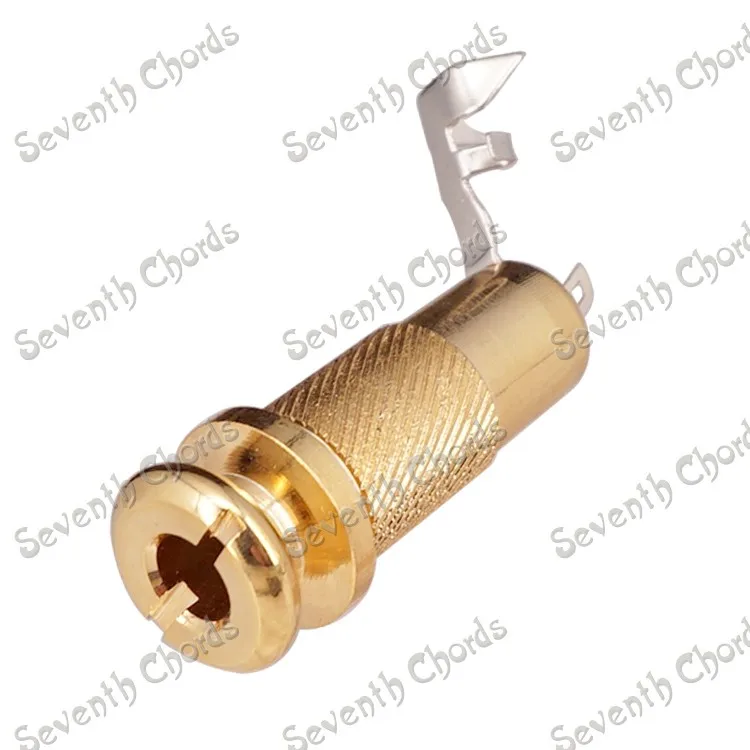 

Brass Knurled Cylinder 1/4" 6.35mm Bass Guitar Jack Output Input Plug Socket / Guitar Pickup jack - Gold