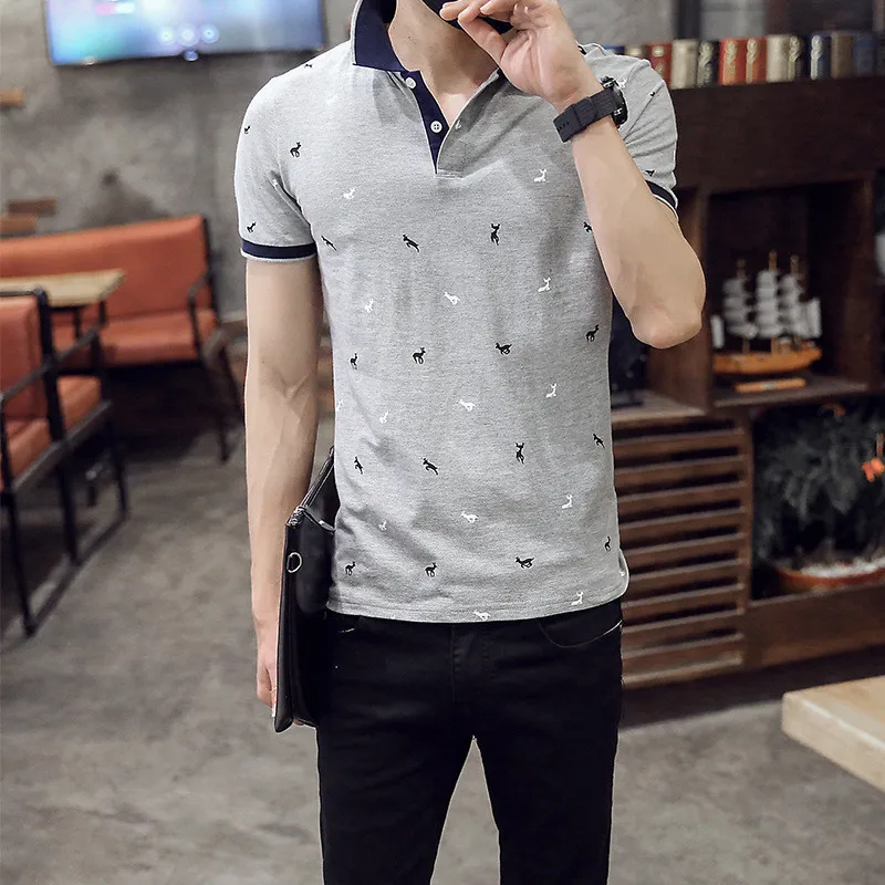 

L-Short-sleeved T-shirt men's ins tide Korean version of the trend of wild tops