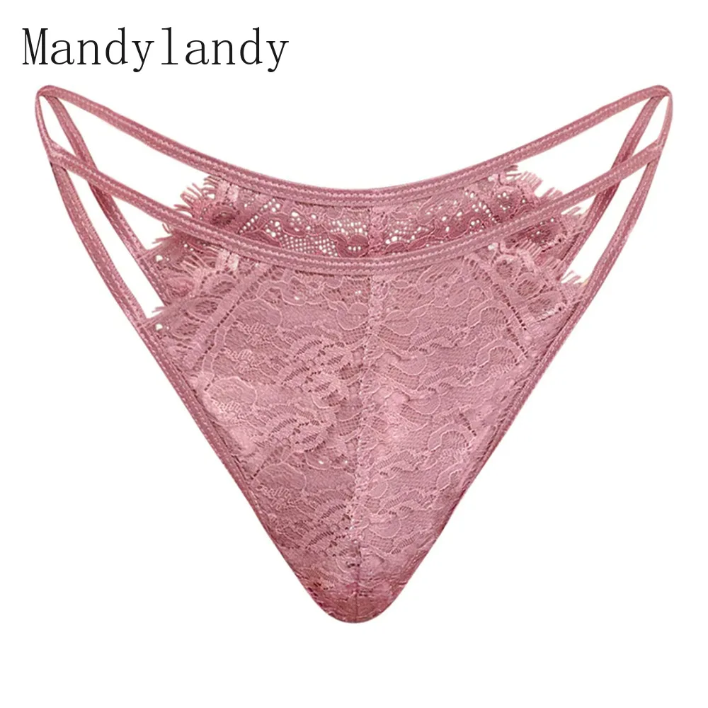 

Mandylandy Women Lace Lingerie Two Piece Set Lady Sexy Hollow Out Strap Bra + Low Waist Brief Suit See Through Underwear Set