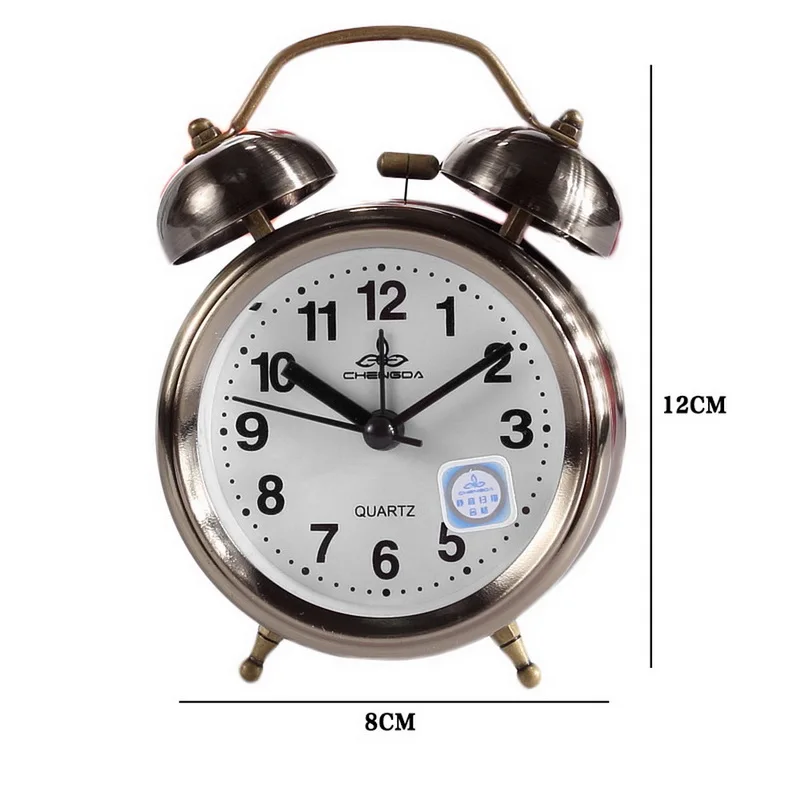 Будильник винтажный Ретро тихий указатель часы Круглый номер двойной громкий