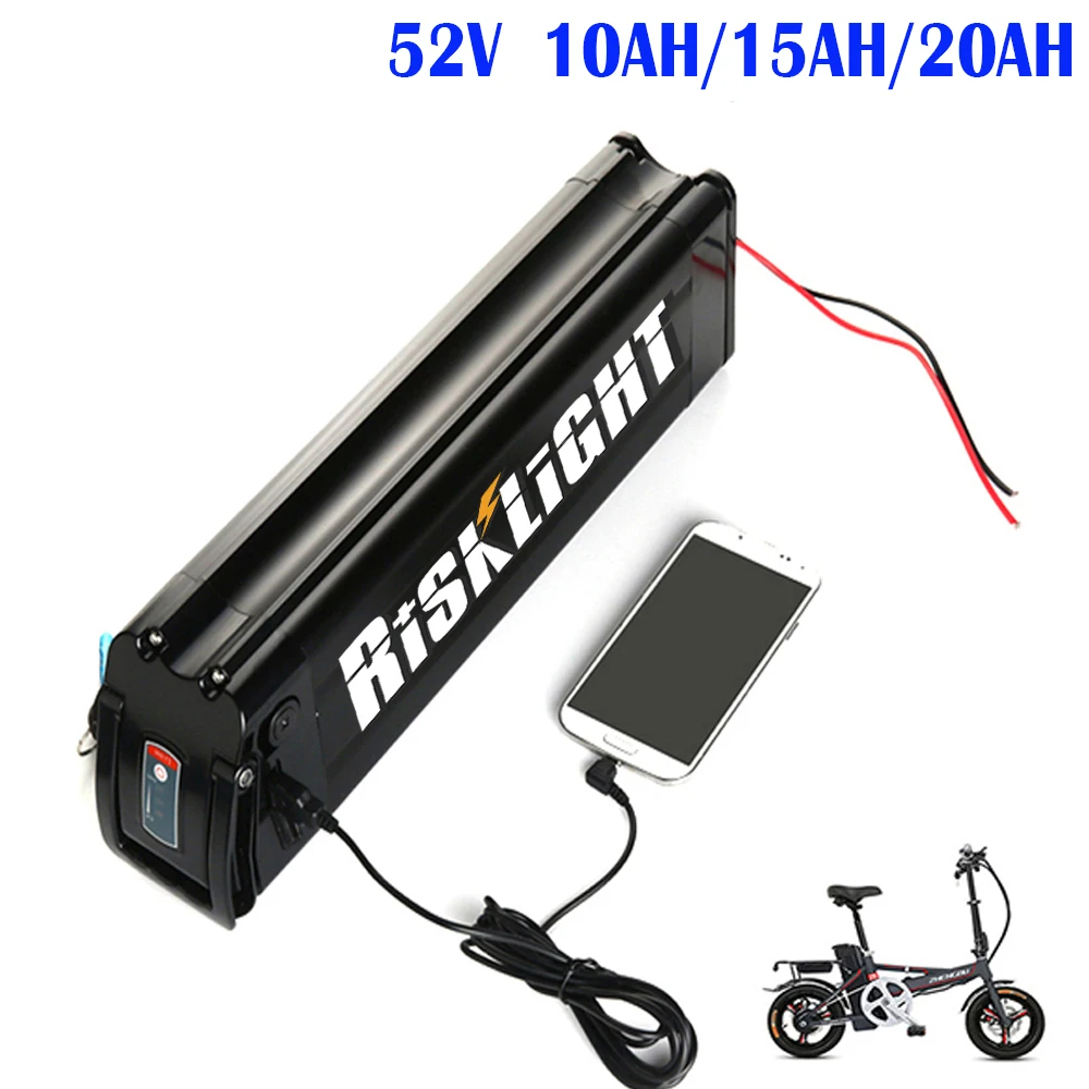 

No Tax To EU 48V e-bike battery pack li-ion ebike 52V 10AH 15ah 20ah 18650 Silver Fish Electric Bicycle for bafang 1000w 1500w