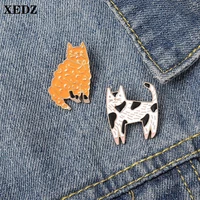 cute spotted cat metal enamel pin cartoon animal yellow cat cream cat custom pet badge backpack clothes button pin gift for kids