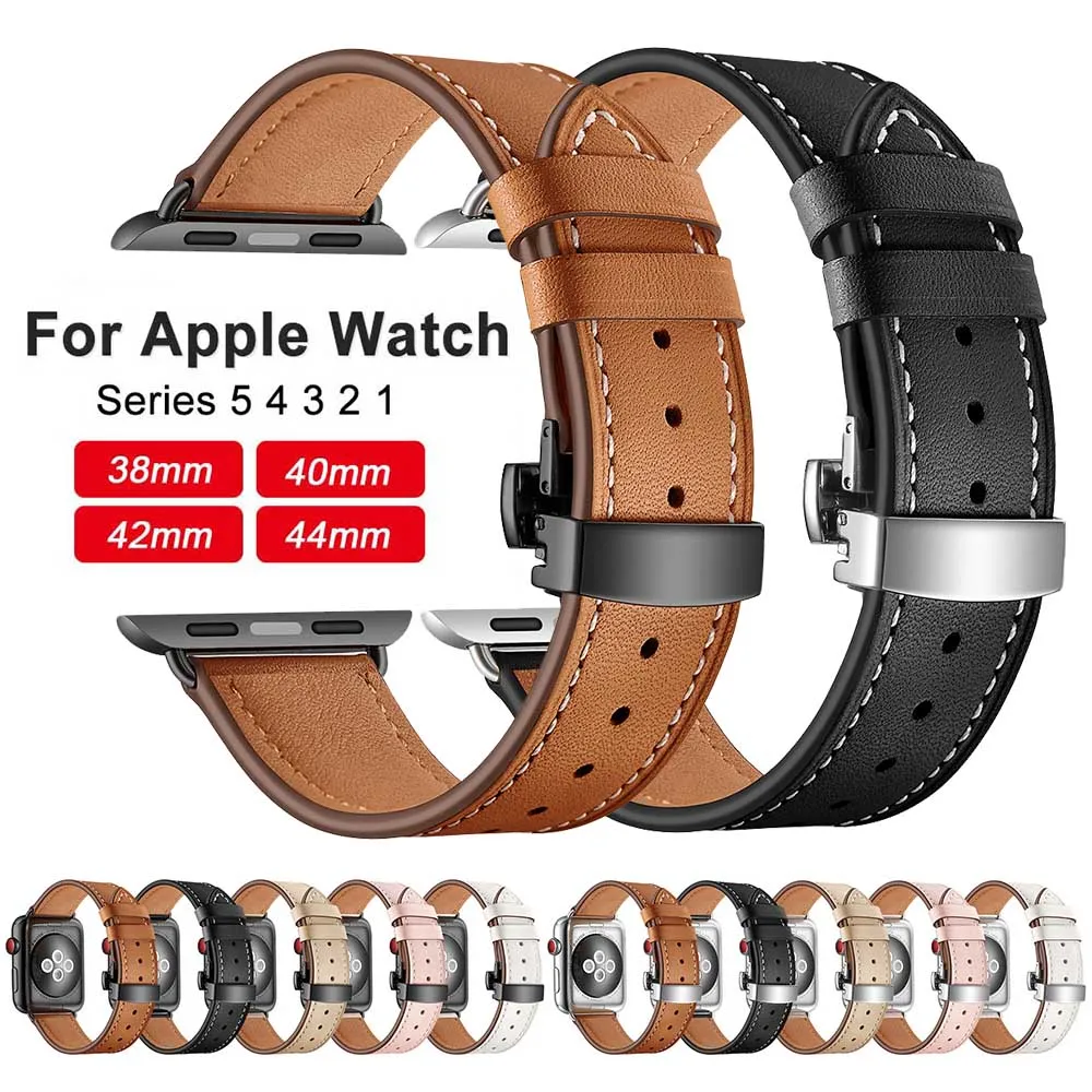 Новый дизайн Натуральная кожа Ремешок для наручных часов Apple Watch версии 5 4 3 2 1