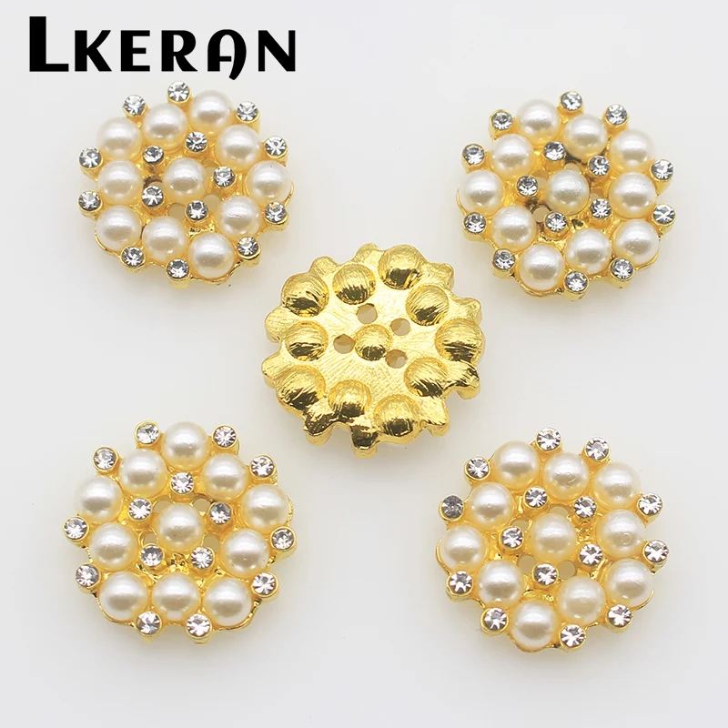 10Pcs 21MM 4-Hole Sewing Pearl Rhinestones Buttons For Clothing Accessories Handicraft Decorative Button Craft Supplies - купить по