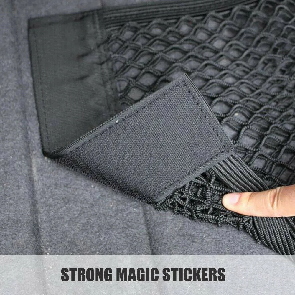

Car Back Rear Trunk Seat Storage Bag Auto Accessories Organizer Double-deck Elastic String Net Sticker Pocket Bag Mesh