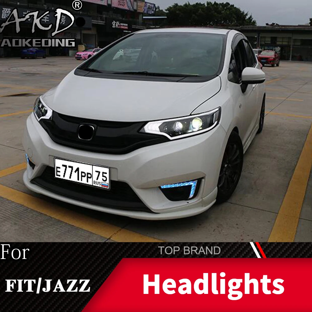 Головной фонарь для Honda FIT JAZZ GK5- фары Противотуманные фары Дневные ходовые огни DRL H7 светодиодный Биксеноновая лампа автомобильные аксессуары