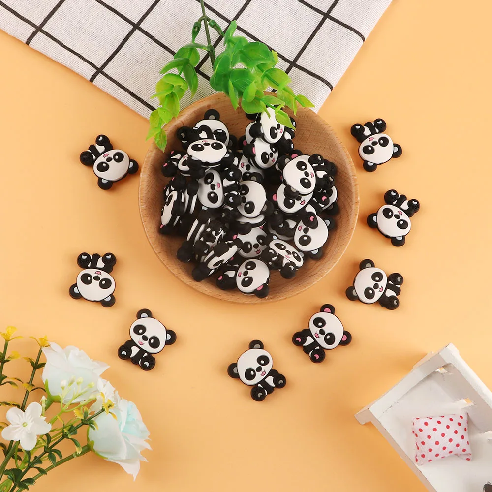 

Kovict 10pcs Panda Food Grade Silicone Teether Beads Chew Necklace Autism Pacifier Chain For Baby DIY Accessories BPA Free