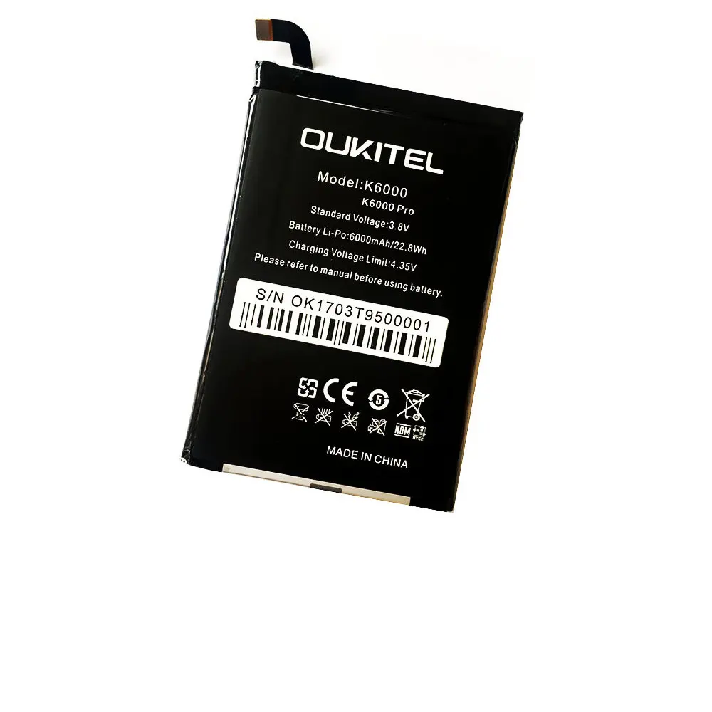 Аккумулятор Oukitel K6000 Pro PLUS 6000 мАч оригинальный размер батарея для сотового