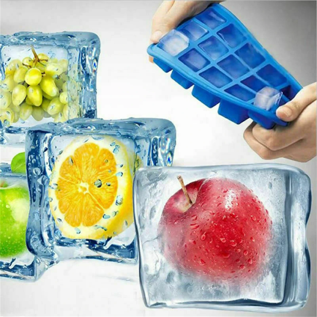 

15 Big Grids Food Silicone Ice Cube Tray Large Square Mould Mold Giant DIY Maker