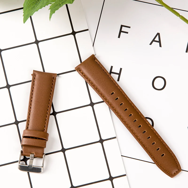 Ремешок из натуральной кожи для часов быстросъемный черный браслет Samsung Galaxy Watch 42