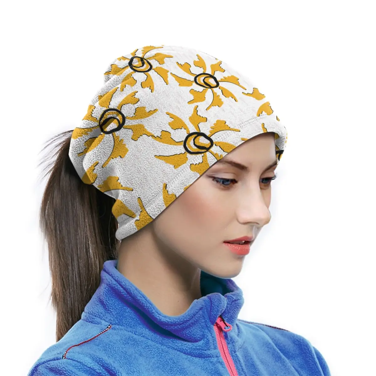 Маска для лица с желтым цветочным принтом и черепом езды на велосипеде лыжах