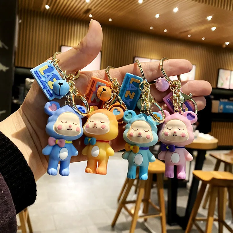 

2021 Fashion Three-Dimensional Doll Bag Ornaments Pendant Adornment Cute Bell Silicone Key Ring Creative Lovers Bag Pendant