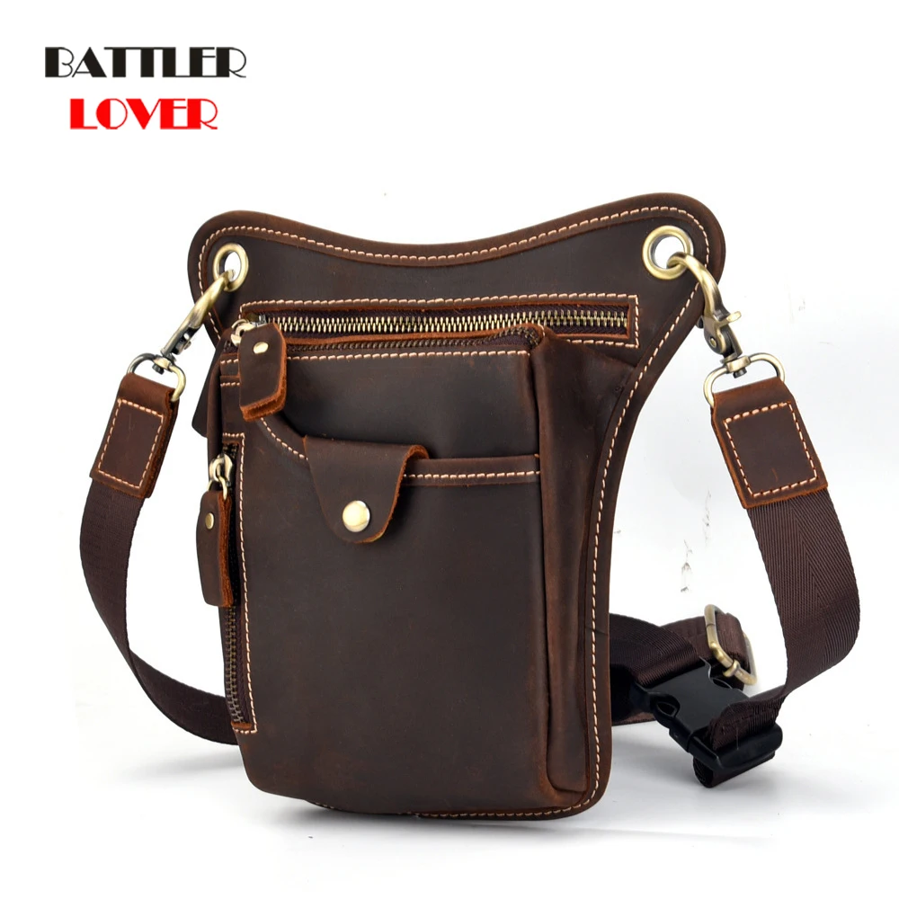 

Leather Rivet Women Drop Leg Bag Steampunk Retro Rock Waist Belt Bag Men Motorcycle Crossbody Shoulder Bags Phone Pouch Vintage