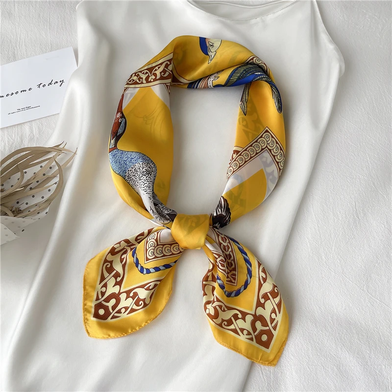 

Popular Women Square Silk Scarf Print Elegant Neck Tie Girls Hair Band Bag Foulard Headwear Hijab Shawl Bandana Neckerchief 2022