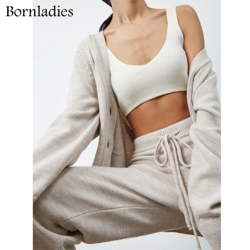 Bornladies осенне-зимний женский свободный комплект из 2 предметов сексуальный