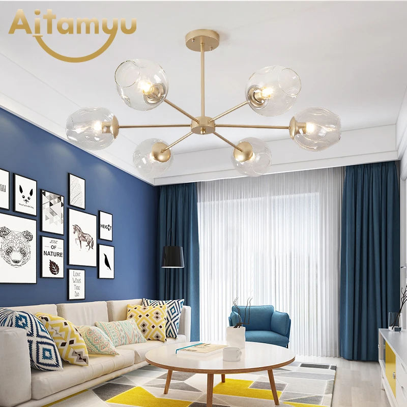 Современные стеклянные люстры светильник Скандинавская столовая кухонный