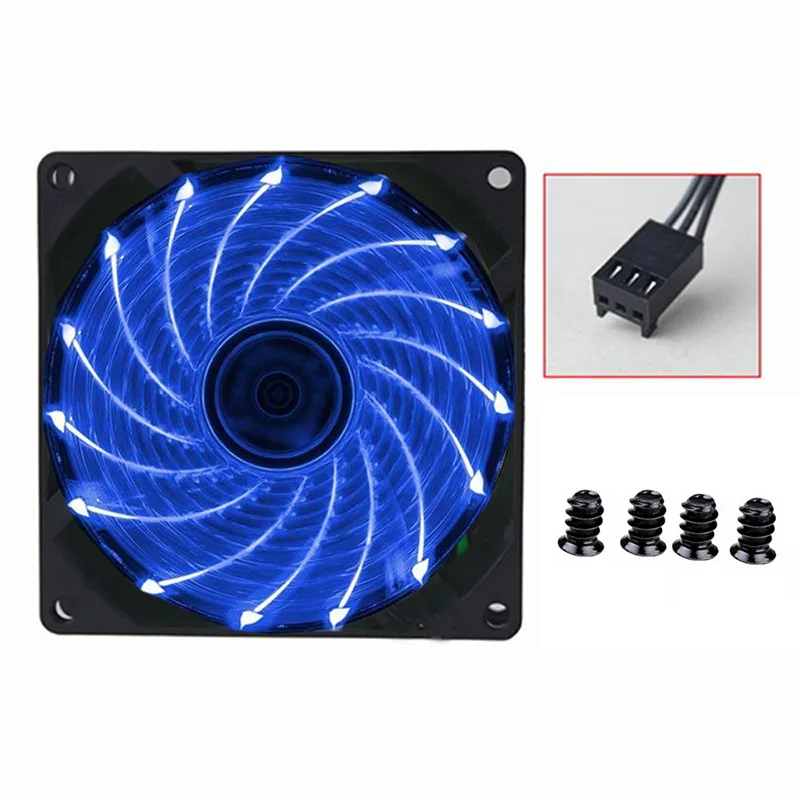 5Pcs Younuon LED Light 92mm 12V 4Pin/3Pin 9225S 92x92x25mm PC Case Cooler Cooling Fan 90mm Computer GPU Cooling Fan