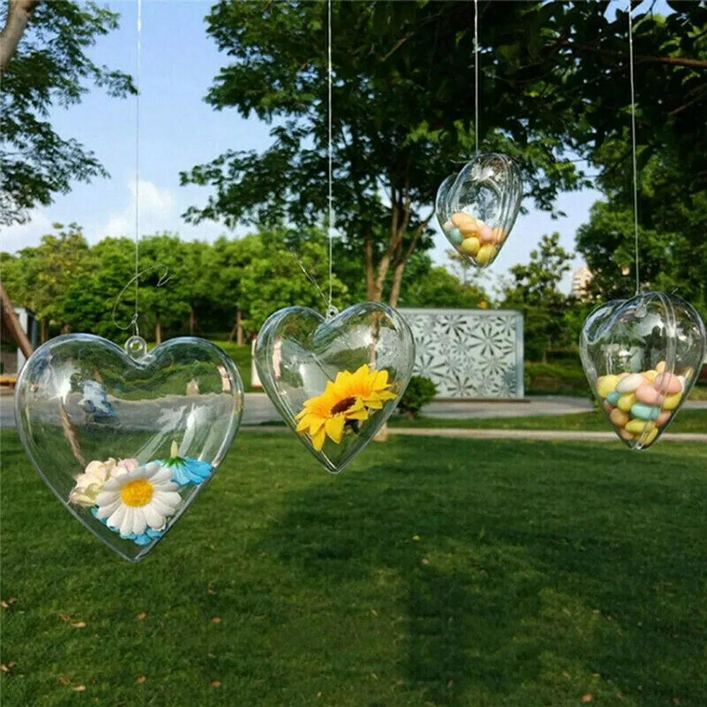 

10Pcs Heart Shape Balls Transparent Plastic Home Decoration Christmas Tree Pendant Wedding Candy Garden Light Party DIY Supplies