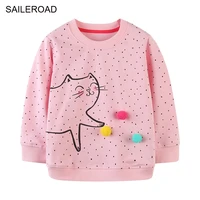 saileroad baby girls sweatshirts animal cats toddler girls hoodies sweatshirts autumn infant childrens clothing pink colors
