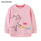 SAILEROADсвитшоты для маленьких девочек толстовки с капюшоном для маленьких девочек с изображением кошек Осенняя детская одежда розового цвета
