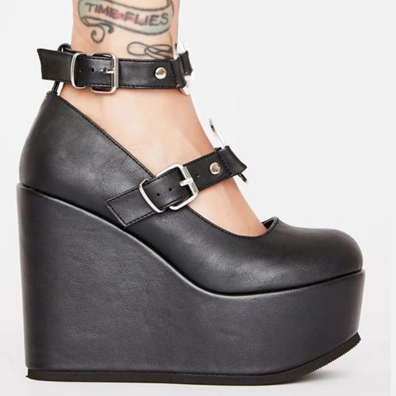 Туфли женские на танкетке милые туфли-лодочки в готическом стиле платформа