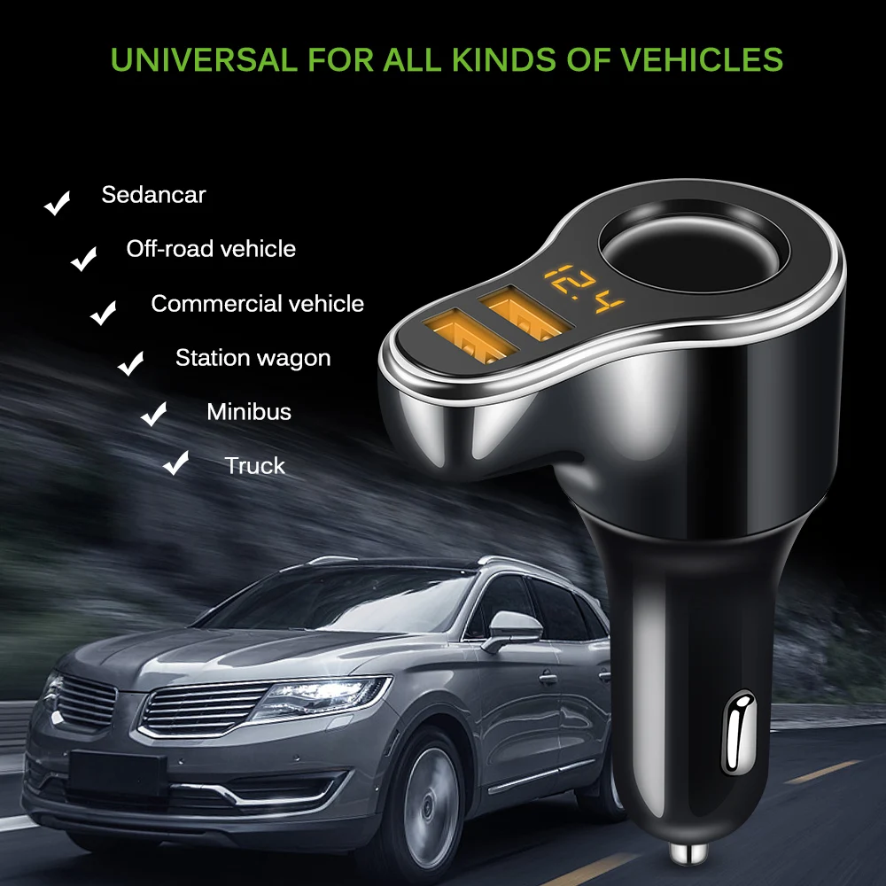 Автомобильное зарядное устройство с двумя USB-портами 3 1 А 12-24 В | Автомобили и