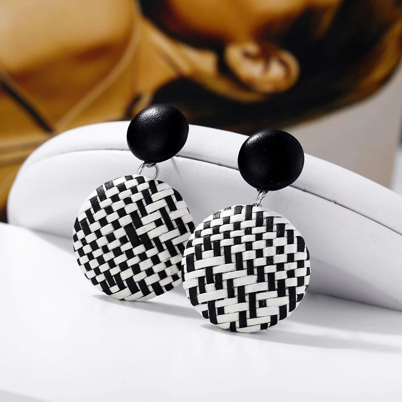 Винтажные креативные массивные Висячие серьги для женщин красочные плетеные