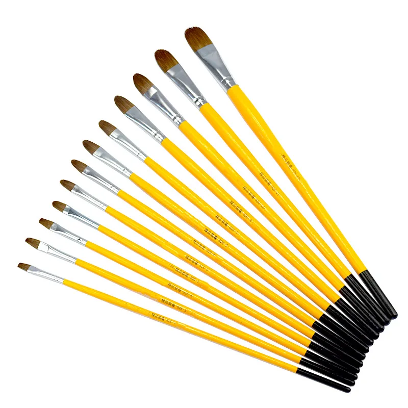 

6pcs/Set,weasel hair head brush gouache watercolor acrylics oil brush painting brushes Long wood pole profession Art supplies