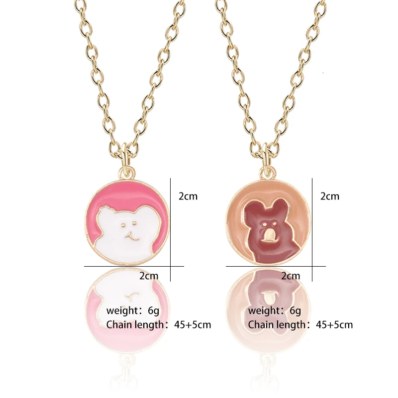 

DIY Sweet Cute Bear Necklace For Women Girls Gold Chain Colorful Animal Enamel Pendant Necklaces Choker Lovely Jewelry Gift 2019