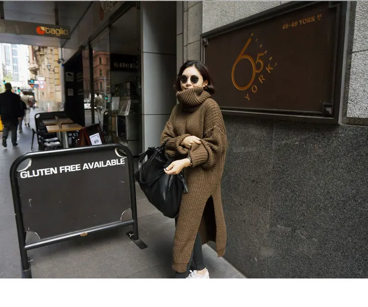 Новинка 2018 пуловер женский джемпер длинный свитер с высоким воротником теплый