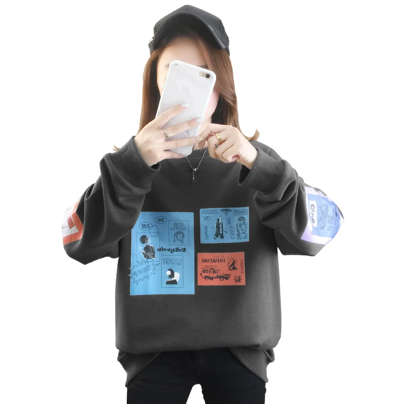 

Женская Повседневная Толстовка с длинным рукавом, милый женский свитер, свободный спортивный костюм