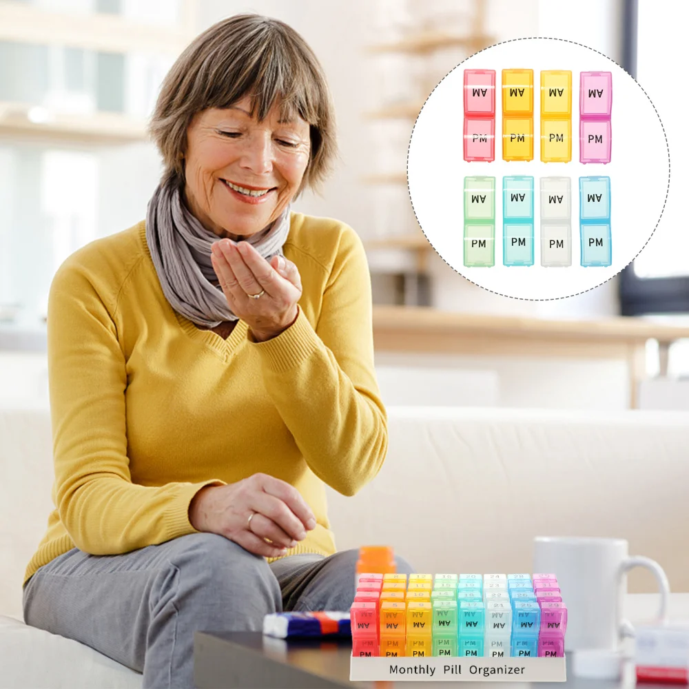 

1Pc Monthly Pill Organizer Quick-Refill Daily Pill Case Removable Medicine Box