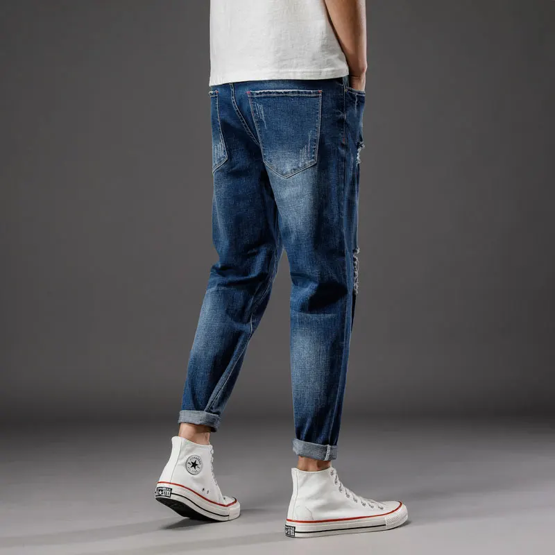 28-46 Large Size Men High Quality 2021 Summer ripped Jeans Streetwear Male Denim Casual jogging Solid Long Trousers  Fashion