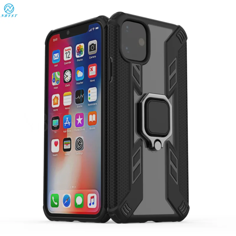 For iPhone 12 Mini Pro Max Case Armor PC Cover Finger Ring Holder 11 pro Shockproof Bumper TPUShell | Мобильные телефоны и
