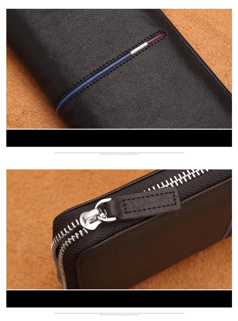 BISON DENIM, Длинный кошелек из натуральной кожи на молнии, вместительный мужской кошелек для телефона, роскошный брендовый клатч, модный кошелек N8150