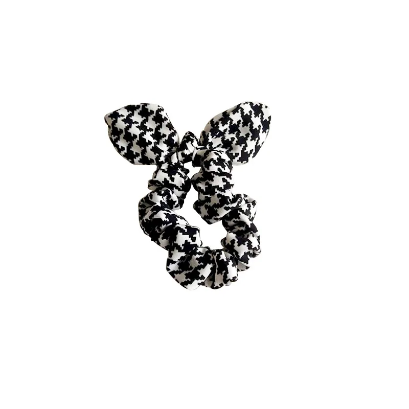 

New arrival wholesale women ear's Houndstooth Hair bands hair scrunchies girl's hair Tie Accessories Ponytail Holder
