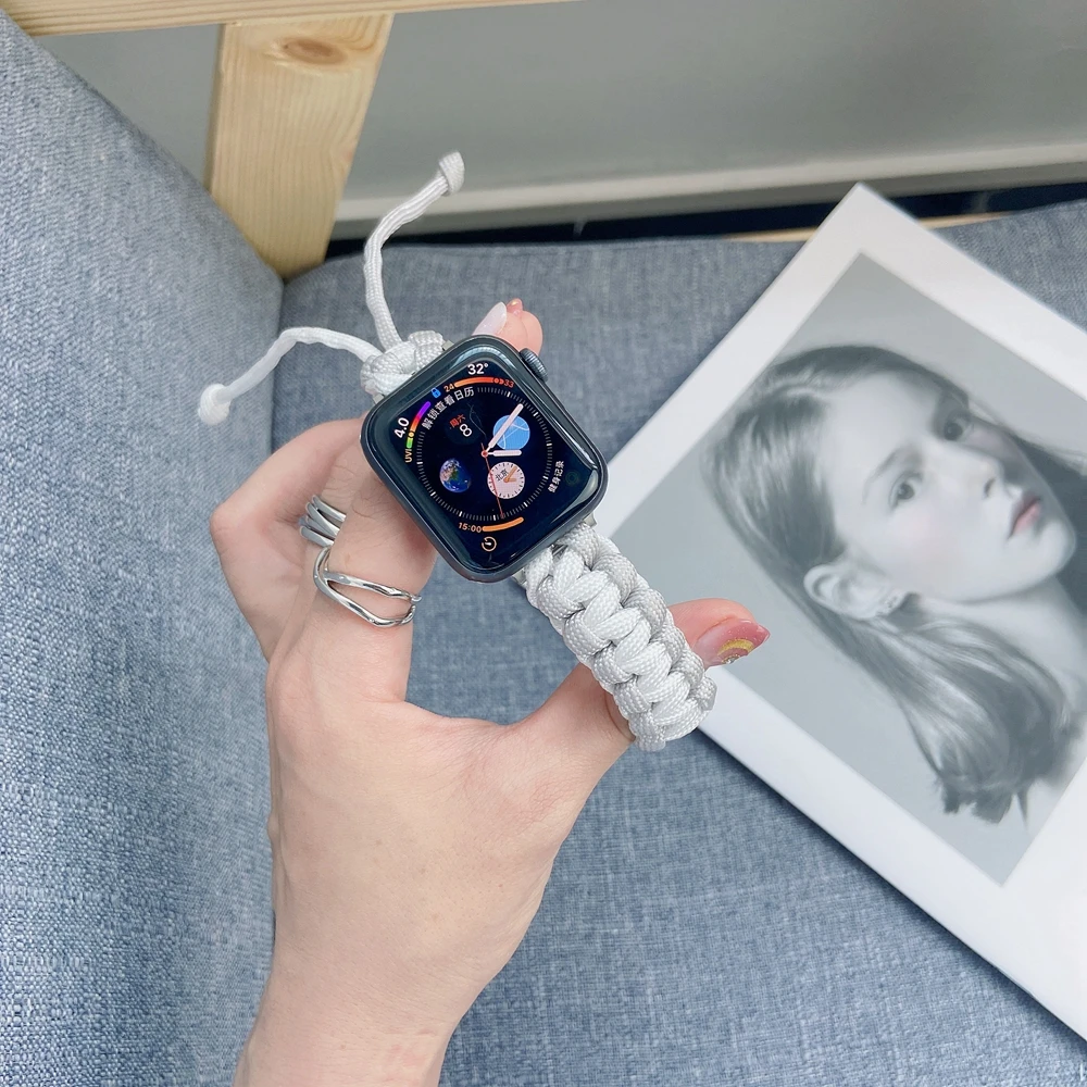 Ремешок плетеный нейлоновый для Apple Watch Series 3 2 1 40 мм 44 многоцветный Браслет iWatch 38 42