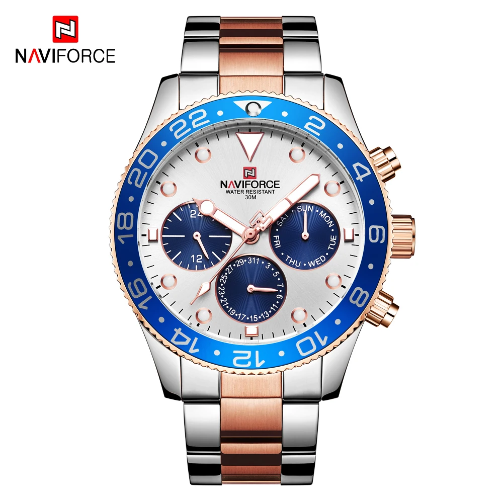 NAVIFORCE роскошные мужские s часы лучший бренд класса люкс полный стальной кварцевые часы мужские водонепроницаемые деловые наручные часы с отметкой даты Мужские часы