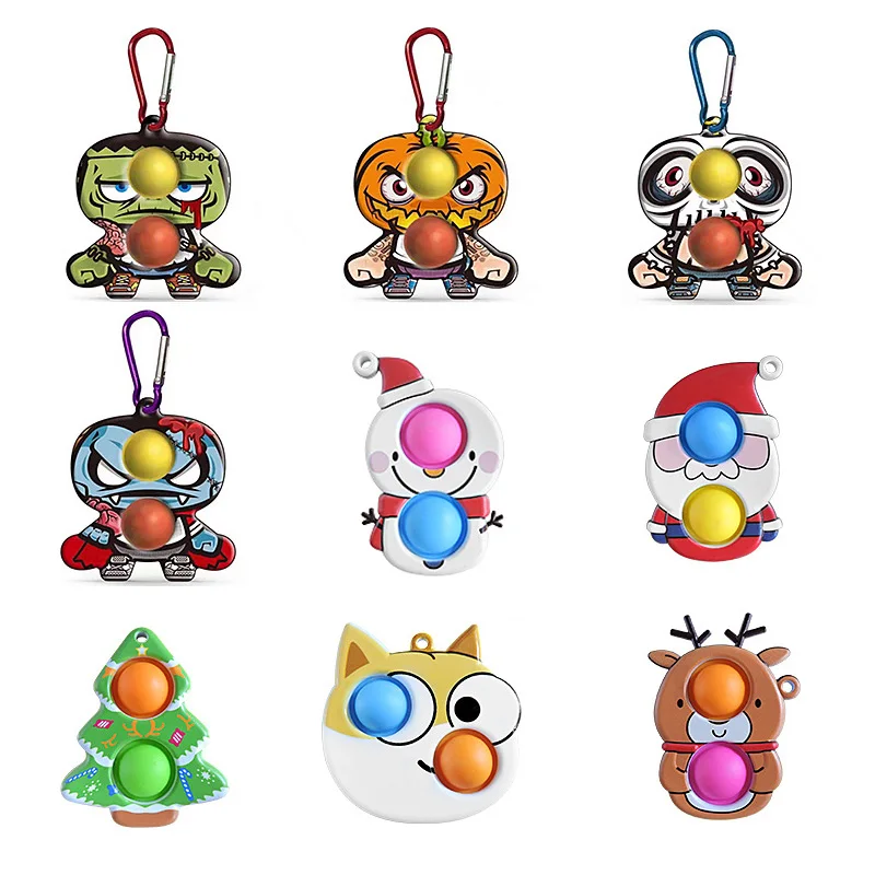 

Игрушка-антистресс на Хэллоуин для детей и взрослых, Рождественская елка, Санта-Клаус, снеговик, игрушка-антистресс, брелок с регулировкой я...