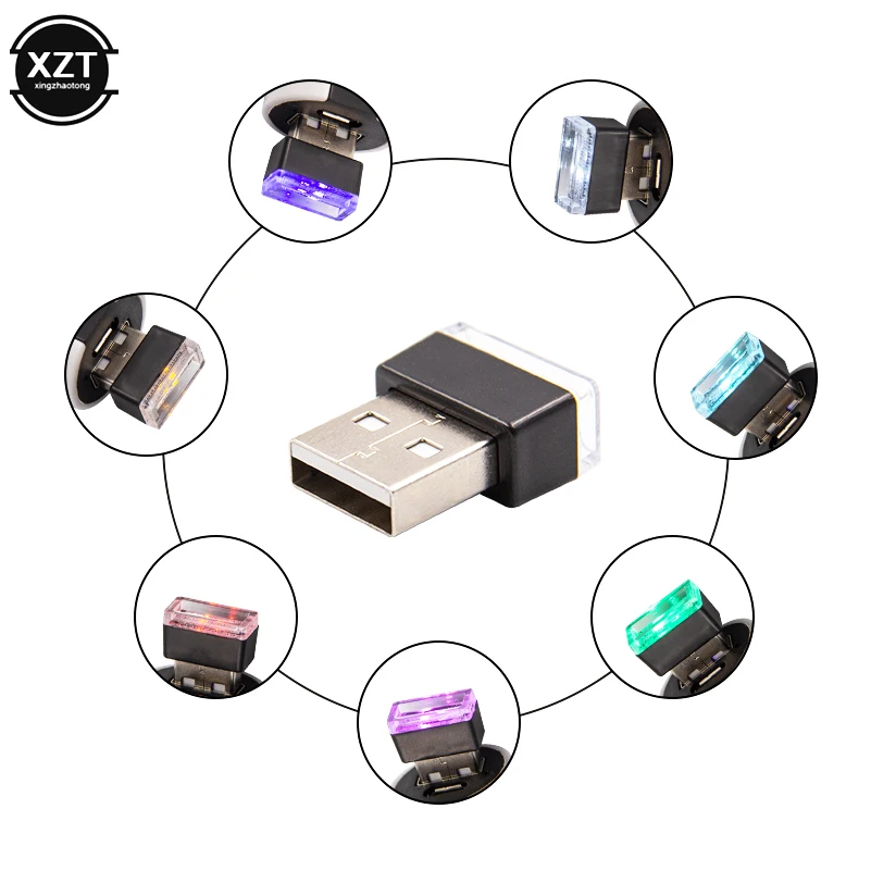 Светодиодный мини светильник для автомобиля с USB атмосферный декоративный