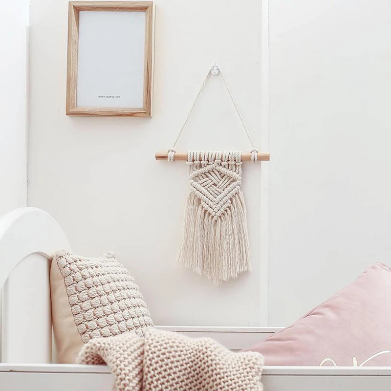 

2 Pcs Boho Wall Hanging Macrame Handwoven Tassel Tapestry Decorative Wall Hanging Pendant for Living Room Bedroom Decor