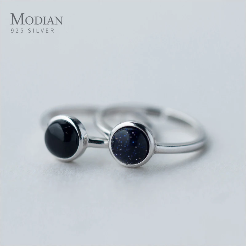 

Modian Fashion 925 Sterling Silver Purple Sands Crystal Agate Opening Ring for Women Minimalist Design 2 Style Ring Fine Jewelry