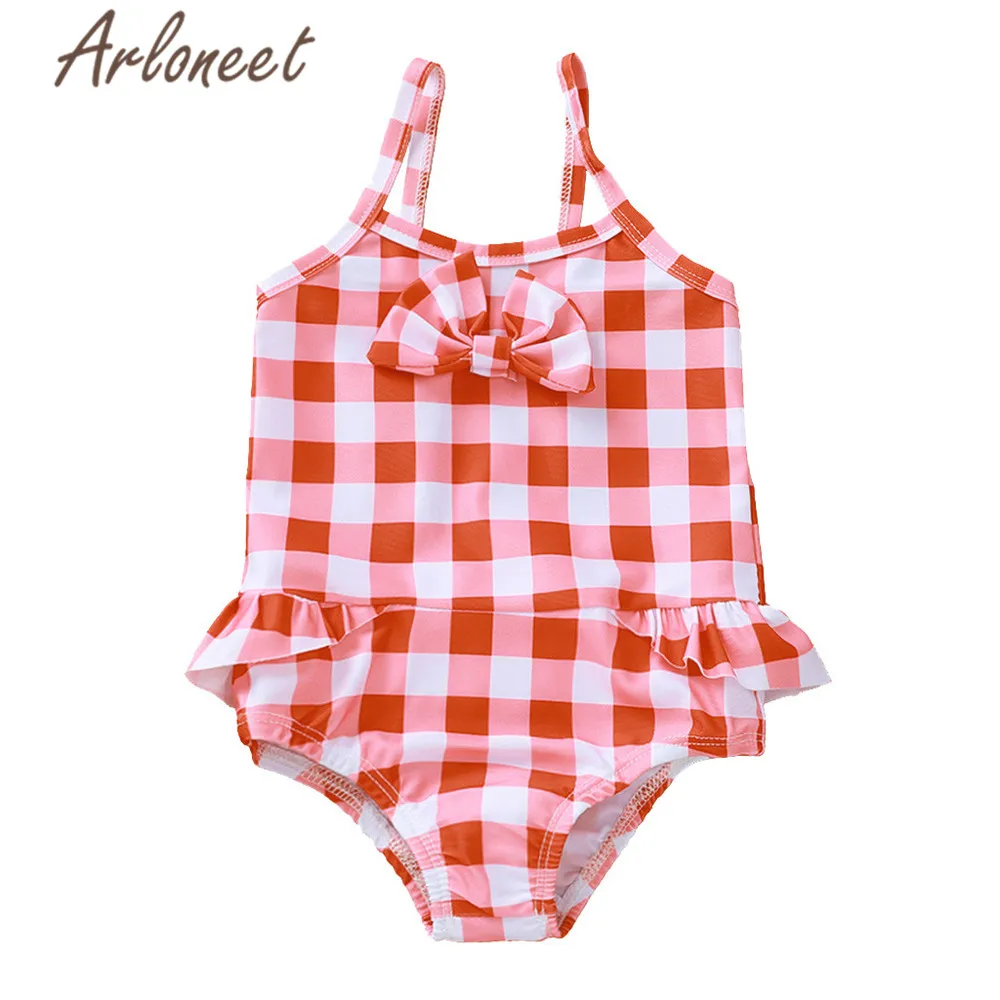 ARLONEET/Клетчатый купальник для маленьких девочек Цельный Детский комбинезон с