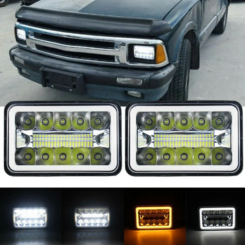 

Pair 4inch x 6inch LED DRL Light Bulb Crystal Clear SeaLed Beam head light lamp Headlight 6X4 Truck