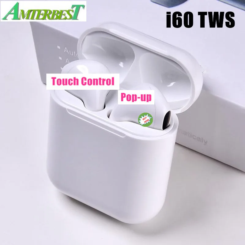 AMTERBEST I60 Tws Bluetooth наушники Беспроводная зарядная коробка Pop Up Touch Управление гарнитура Hifi наушники PK I30 I20 I12 I200 I100
