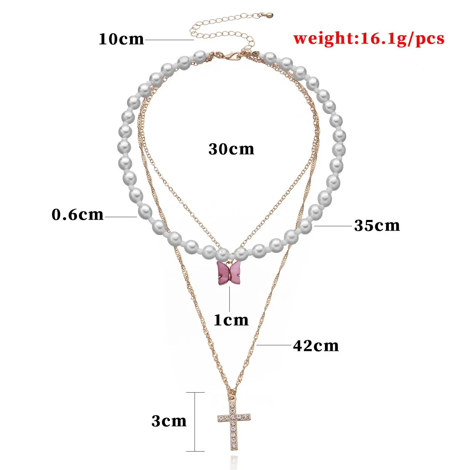 

Layered Pearl Butterfly Cross Pendant Necklace Letter Necklaces for Women Statement Gift for Mom Lover Dropshipping